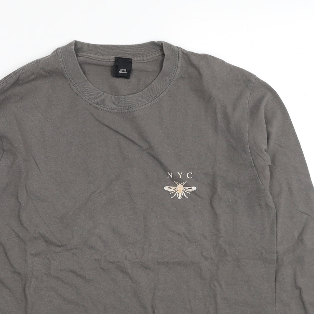 River Island Boys Grey Cotton Pullover Sweatshirt Size S Pullover - NYC