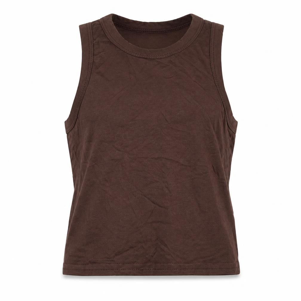 PRETTYLITTLETHING Womens Brown Viscose Basic Tank Size 4 Round Neck