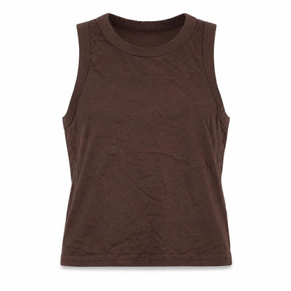 PRETTYLITTLETHING Womens Brown Viscose Basic Tank Size 4 Round Neck