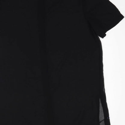 Resort Womens Black Polyester Basic Button-Up Size 14 Collared