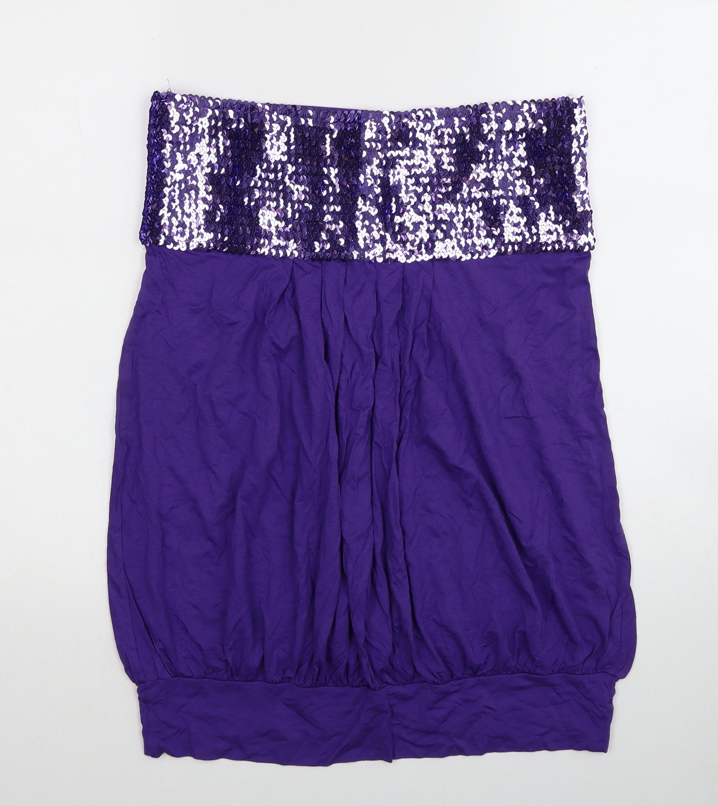 Look Womens Purple Viscose Basic Blouse Size 16 Off the Shoulder