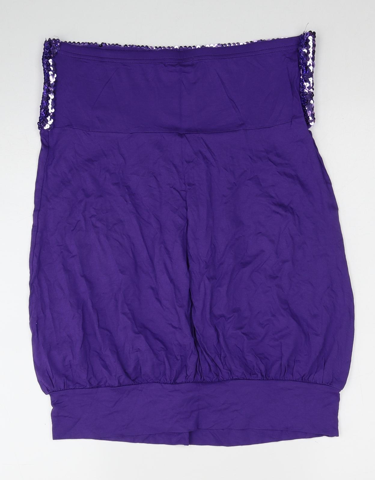 Look Womens Purple Viscose Basic Blouse Size 16 Off the Shoulder