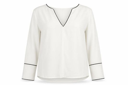 H&M Womens White Polyester Basic Blouse Size 10 V-Neck