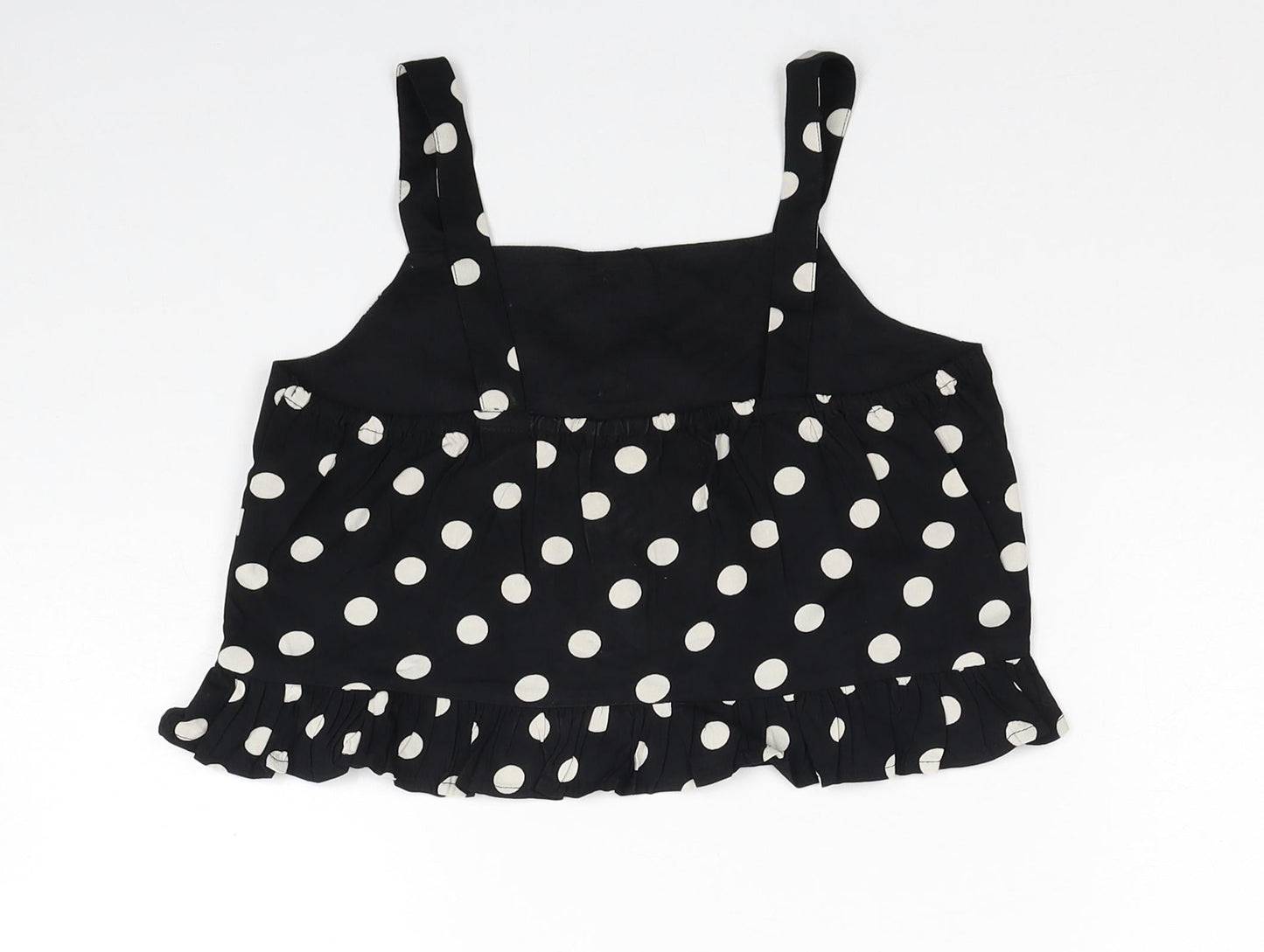 George Girls Black Polka Dot Viscose Basic Blouse Size 9-10 Years Sweetheart Pullover