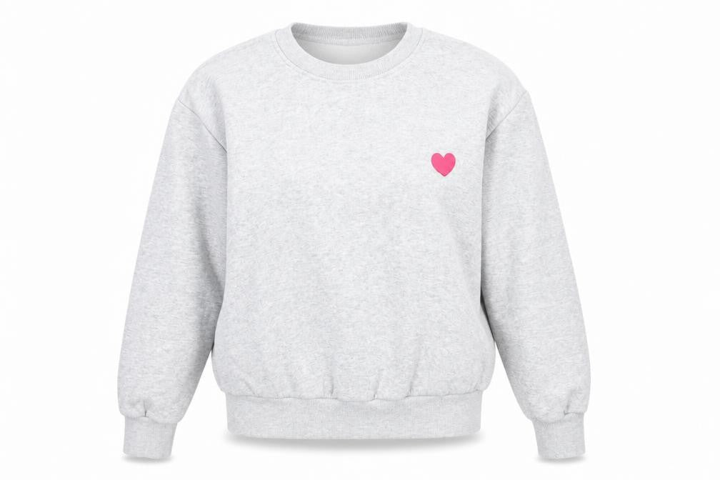 Boohoo Womens Grey Cotton Pullover Sweatshirt Size 6 Pullover - Love Heart