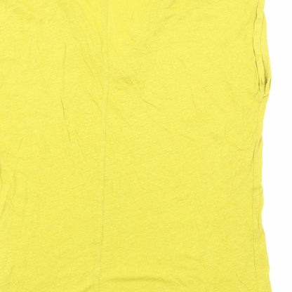 Monsoon Womens Yellow Viscose Basic T-Shirt Size S V-Neck