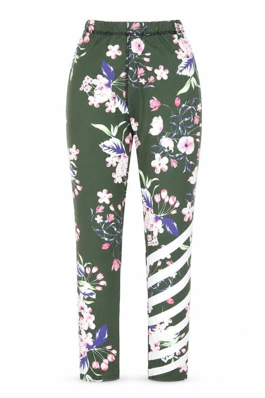 Tianxuan Womens Green Floral Polyamide Jogger Trousers Size S Regular Pullover