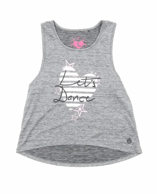 TU Girls Grey Polyamide Basic Tank Size 12 Years Scoop Neck Pullover - Let's Dance
