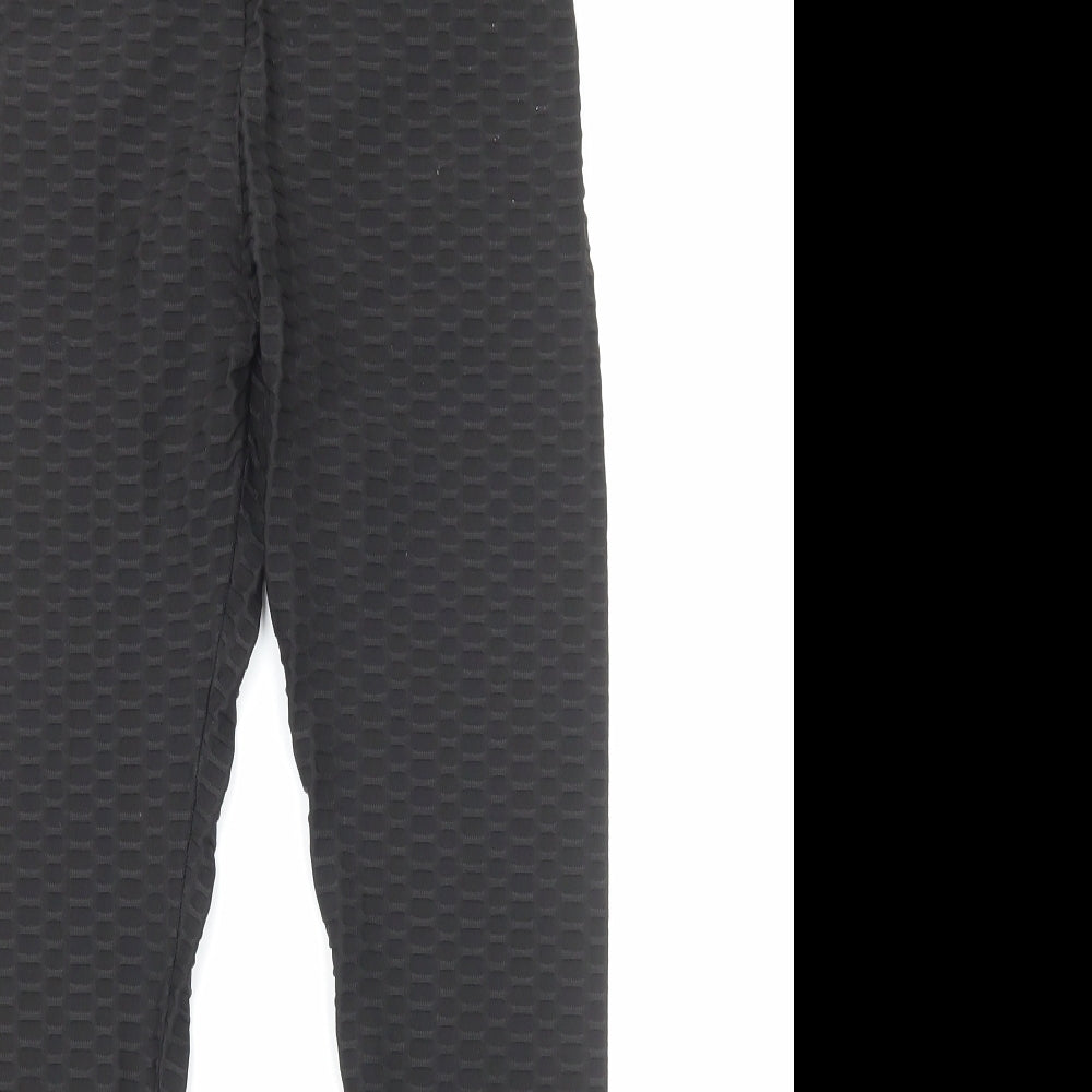 Preworn Womens Black Geometric Polyamide Compression Leggings Size S Regular Pullover
