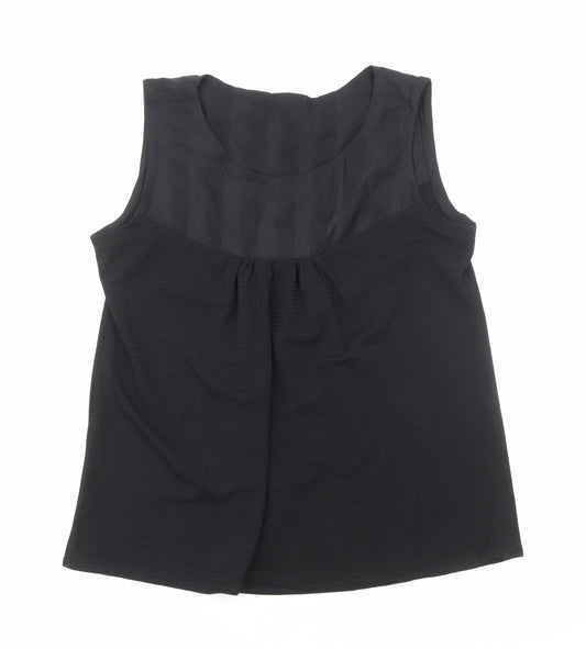 Preworn Womens Black Polyester Basic Tank Size M Round Neck