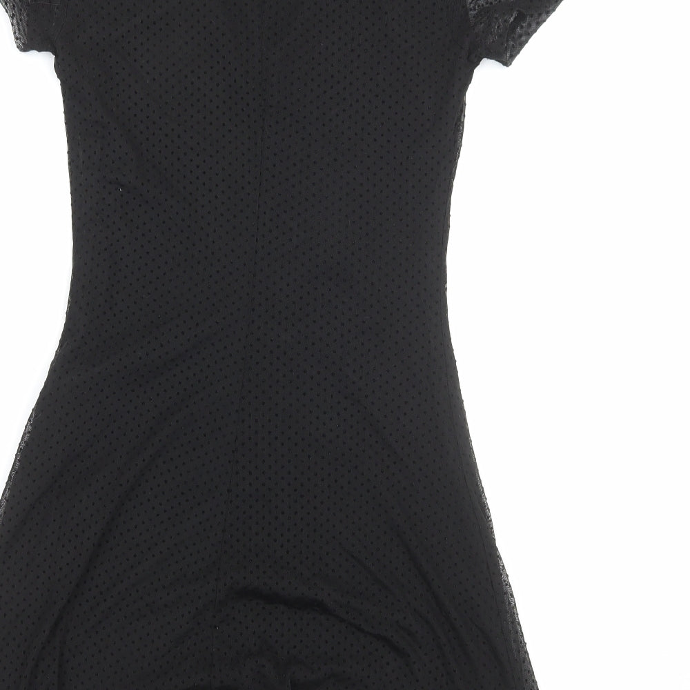 Stradivarius Womens Black Polyester Fit & Flare Size S Round Neck Pullover