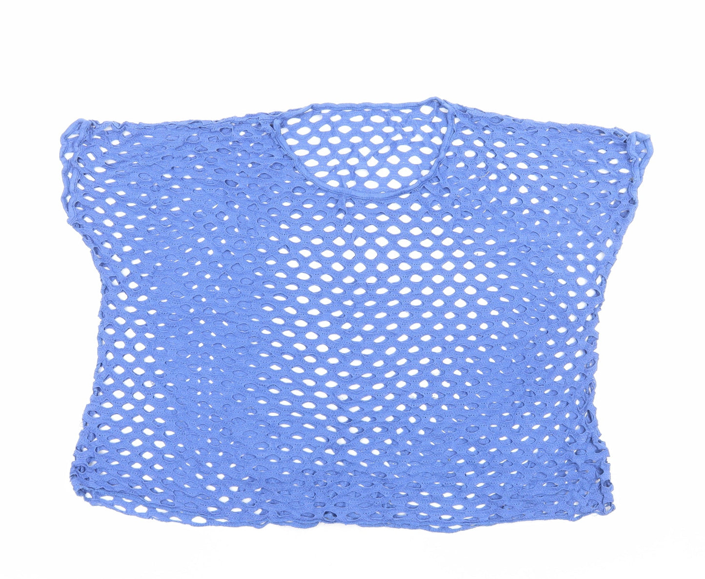 Preworn Womens Blue Viscose Cropped T-Shirt Size M Round Neck