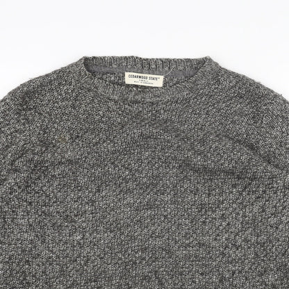 Cedarwood State Womens Grey Round Neck Acrylic Pullover Jumper Size S