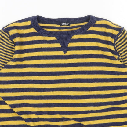 Next Girls Yellow Round Neck Striped Cotton Pullover Jumper Size 10 Years Pullover