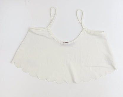 Boohoo Womens White Polyester Cropped Tank Size 12 Round Neck