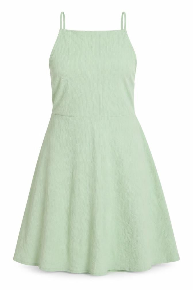New Look Womens Green Polyester Fit & Flare Size 10 Square Neck Pullover