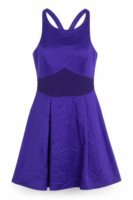 Nasty Gal Womens Purple Polyester Skater Dress Size S Scoop Neck Zip