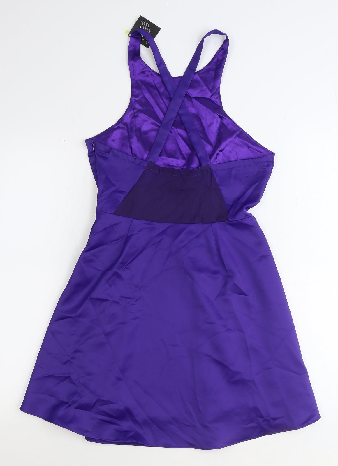Nasty Gal Womens Purple Polyester Skater Dress Size S Scoop Neck Zip