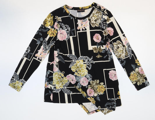 Anna Rose Womens Multicoloured Floral Polyester Basic T-Shirt Size M Round Neck