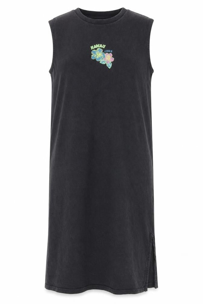 Marks & Spencer Girls Grey 100% Cotton T-Shirt Dress Size 9-10 Years Round Neck Pullover