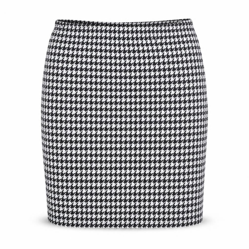 Boohoo Womens Black Geometric Polyester Straight & Pencil Skirt Size 10 - Houndstooth Pattern