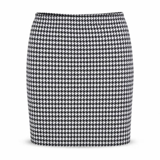 Boohoo Womens Black Geometric Polyester Straight & Pencil Skirt Size 10 - Houndstooth Pattern