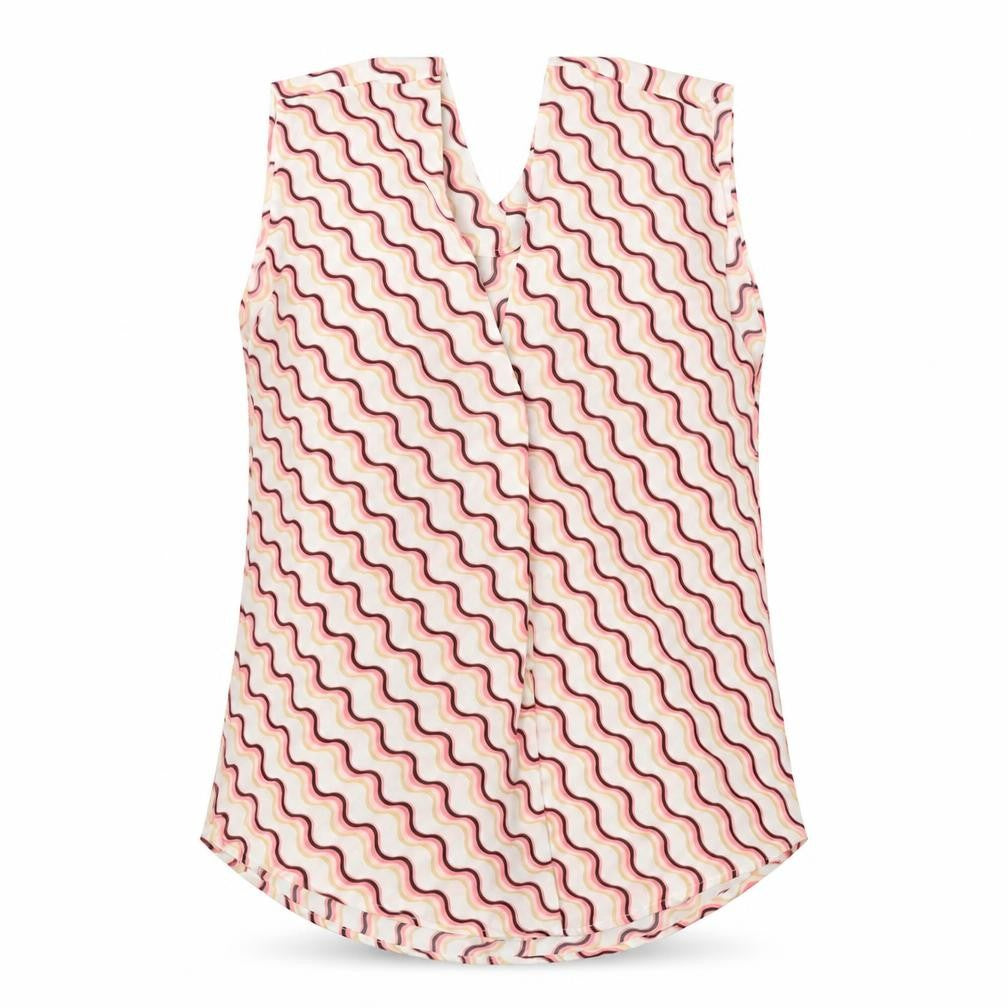 Marks & Spencer Womens White Geometric Polyester Basic Tank Size 6 V-Neck
