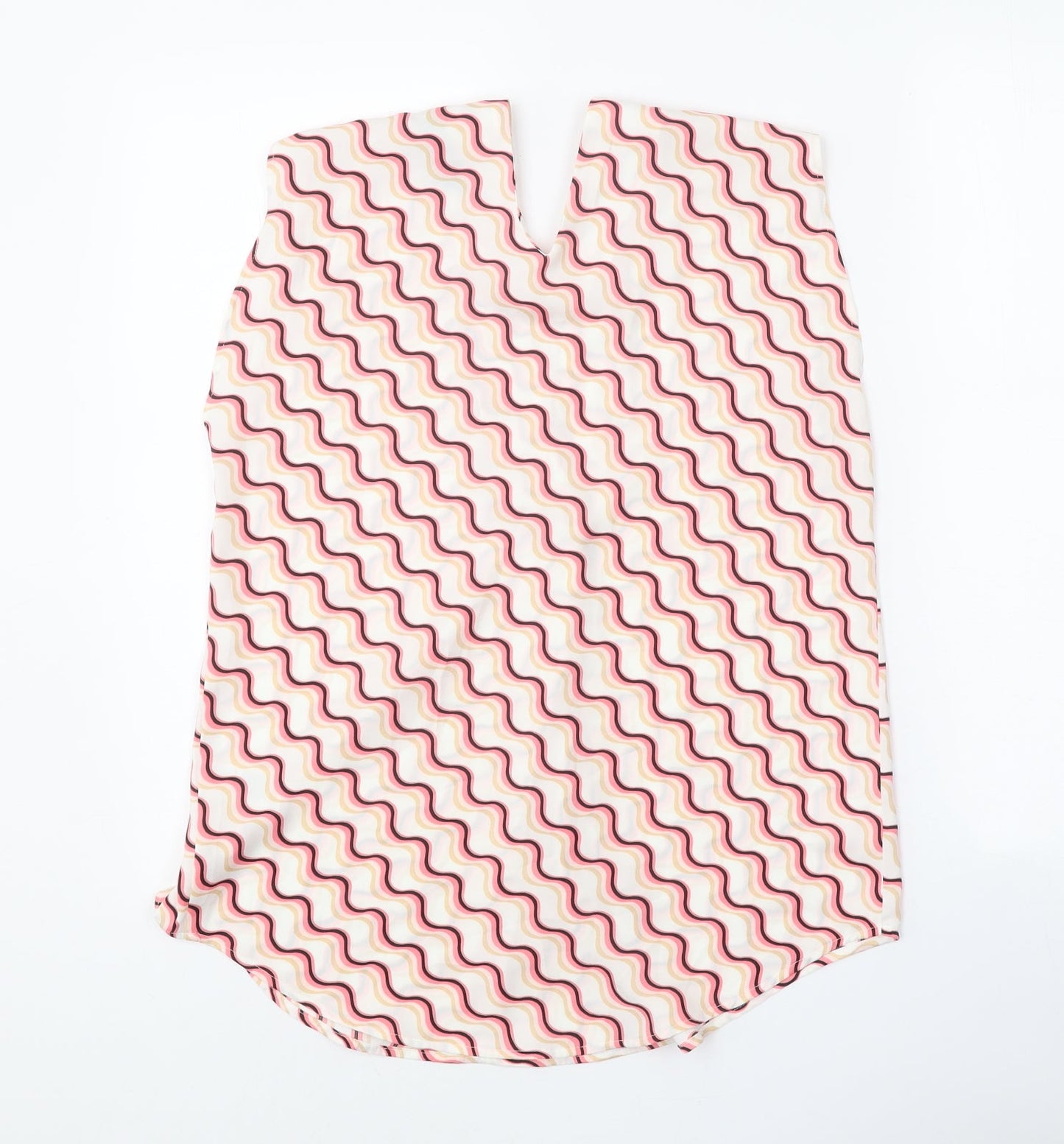Marks and Spencer Womens White Geometric Polyester Basic Tank Size 6 V-Neck