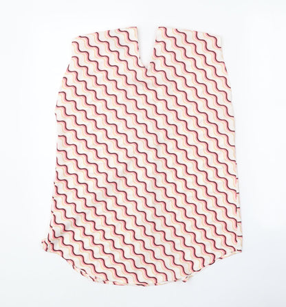 Marks & Spencer Womens White Geometric Polyester Basic Tank Size 6 V-Neck