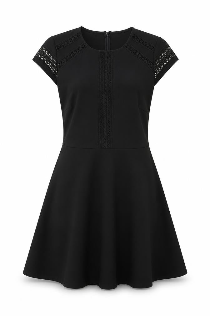 H&M Womens Black Polyester Fit & Flare Size M Round Neck Zip