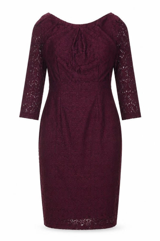 Dorothy Perkins Womens Purple Geometric Polyester Pencil Dress Size 10 Scoop Neck Zip