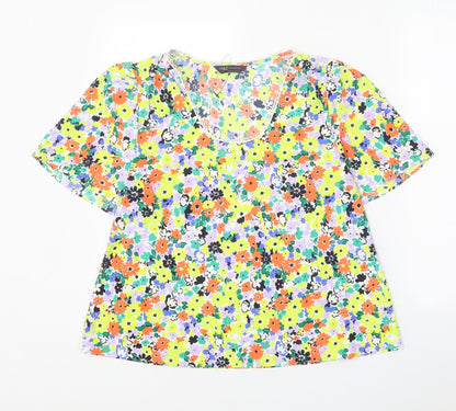 Marks & Spencer Womens Multicoloured Floral Polyester Basic Blouse Size 8 Round Neck