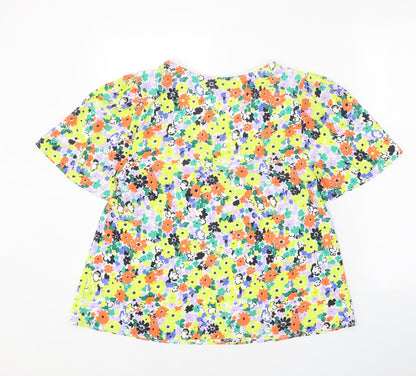 Marks & Spencer Womens Multicoloured Floral Polyester Basic Blouse Size 8 Round Neck