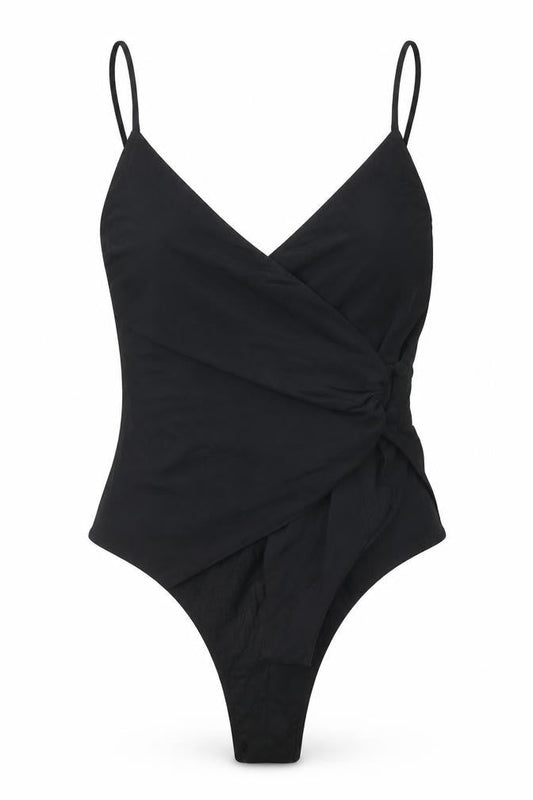 Zara Womens Black Viscose Bodysuit One-Piece Size S Snap