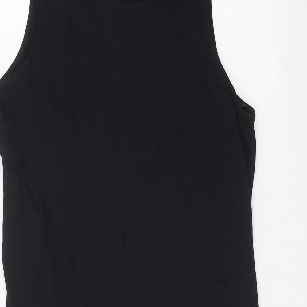 Marks and Spencer Womens Black Viscose Tank Dress Size 8 Boat Neck Pullover