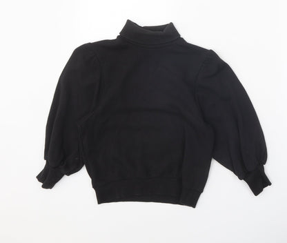 Next Girls Black Roll Neck Cotton Pullover Jumper Size 7 Years Pullover