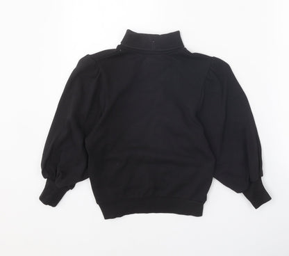 Next Girls Black Roll Neck Cotton Pullover Jumper Size 7 Years Pullover