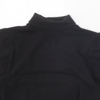 Next Girls Black Roll Neck Cotton Pullover Jumper Size 7 Years Pullover