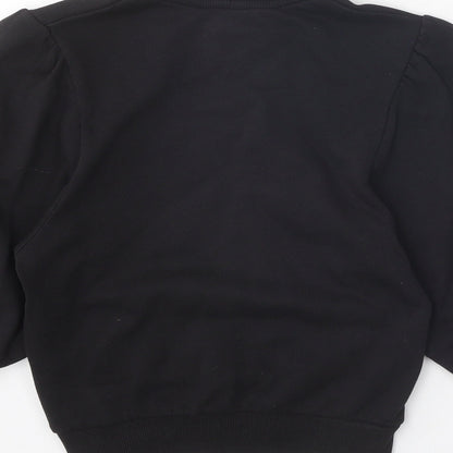 Next Girls Black Roll Neck Cotton Pullover Jumper Size 7 Years Pullover