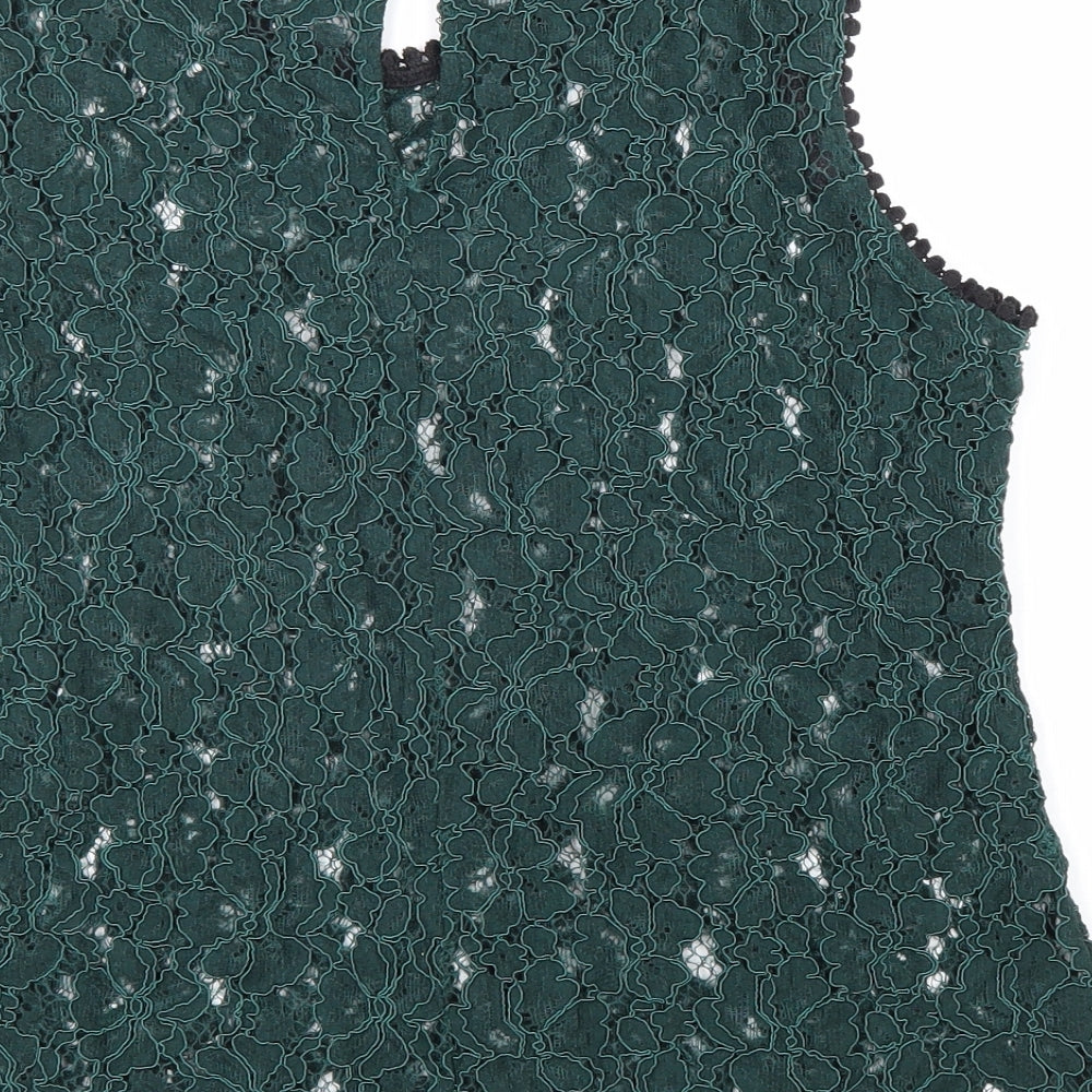 ADIVA Womens Green Floral Cotton Basic Tank Size S Round Neck