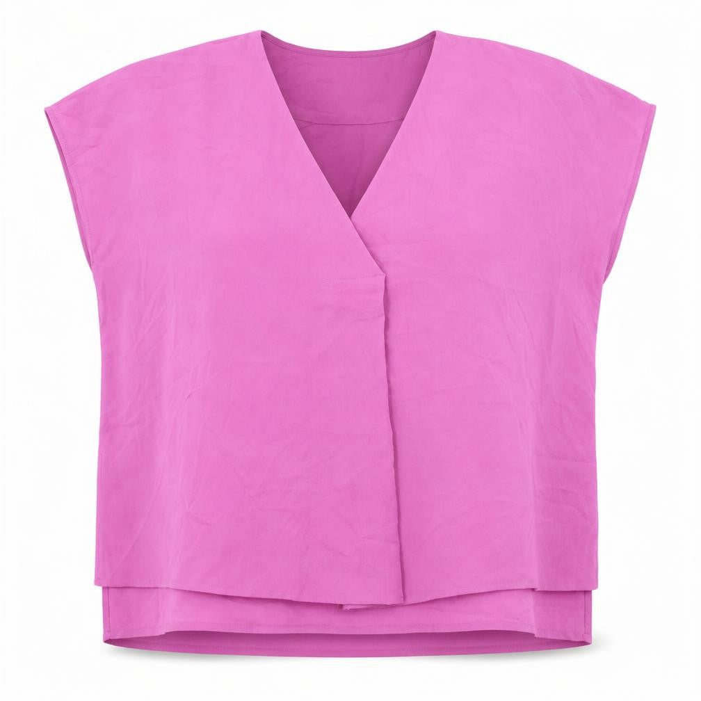French Connection Womens Pink Polyester Basic Blouse Size M V-Neck