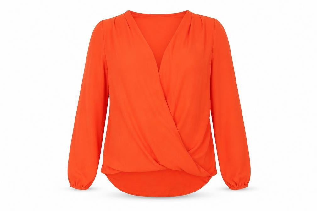 Dorothy Perkins Womens Orange 100% Cotton Basic Blouse Size 8 V-Neck