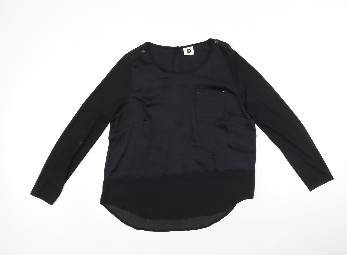 Pep Womens Black Polyester Basic Blouse Size M Scoop Neck