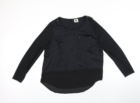 Pep Womens Black Polyester Basic Blouse Size M Scoop Neck