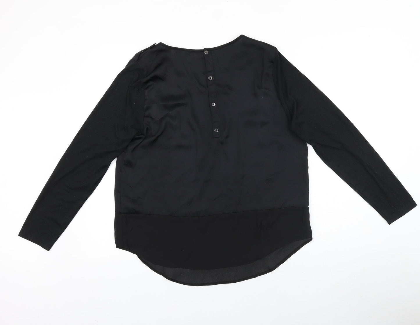 Pep Womens Black Polyester Basic Blouse Size M Scoop Neck
