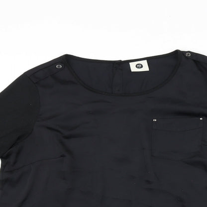 Pep Womens Black Polyester Basic Blouse Size M Scoop Neck