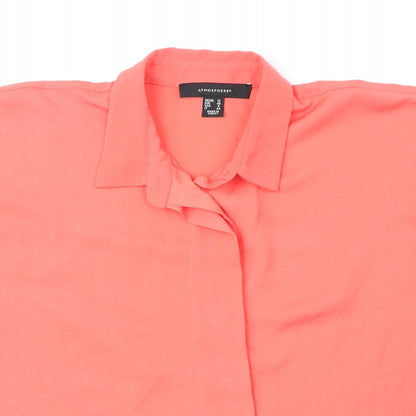 Atmosphere Womens Orange Polyester Basic Button-Up Size 12 Collared