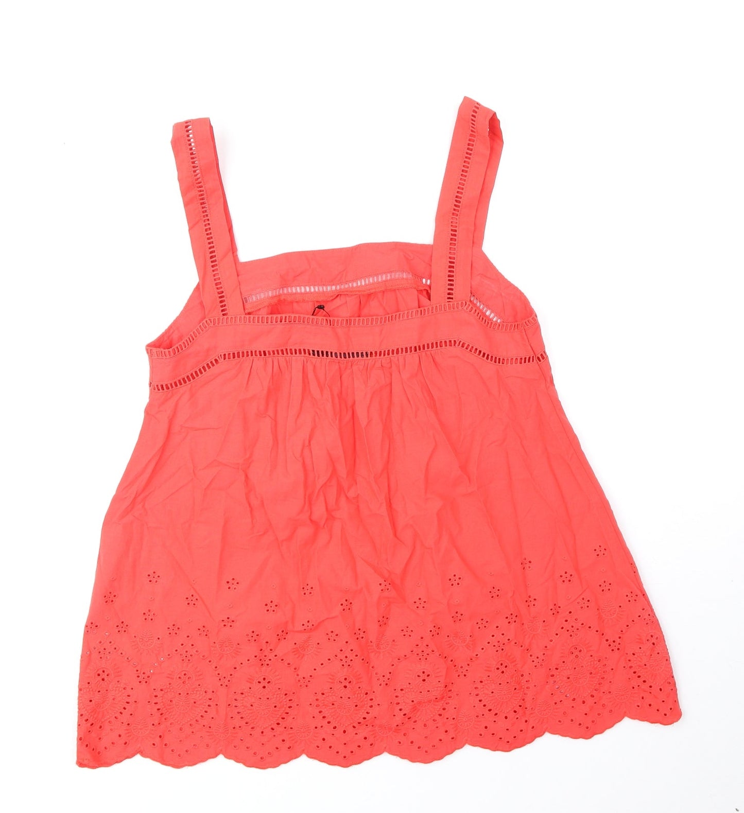 Marks and Spencer Womens Orange 100% Cotton Basic Tank Size 8 Square Neck