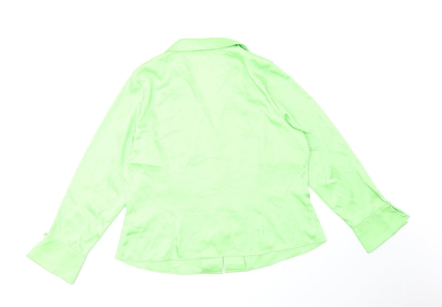 Marks and Spencer Womens Green Polyester Basic Button-Up Size 18 V-Neck