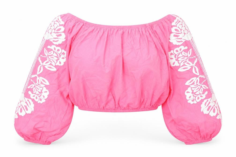 Marks & Spencer Womens Pink Cotton Cropped Blouse Size 20 Boat Neck